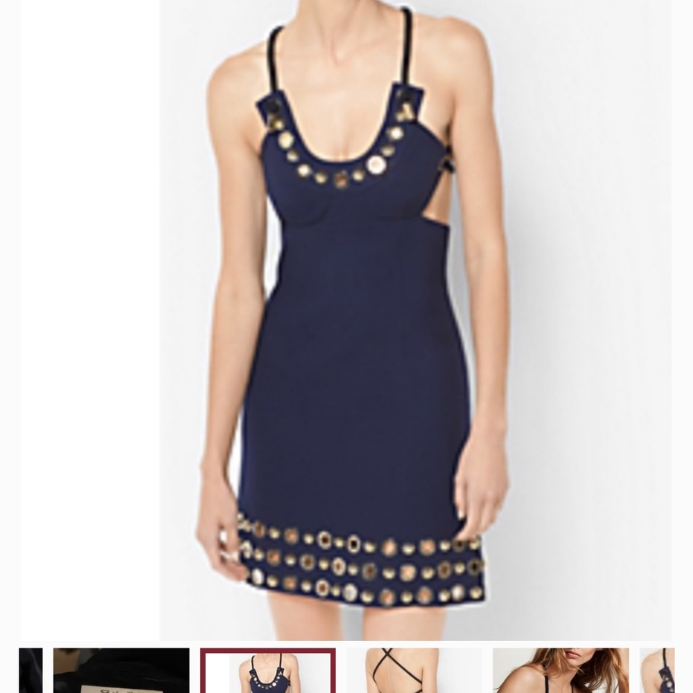 Micheal Kors Collection size 6 	 Grommeted Crepe-Broadcloth Halter Dress